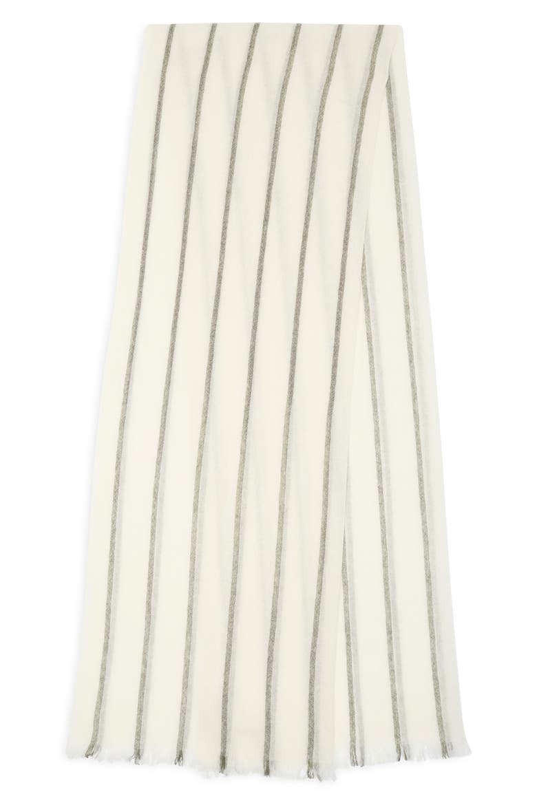 Stripe Cashmere Scarf, Alternate, color, IVORY- OLIVE COMBO
