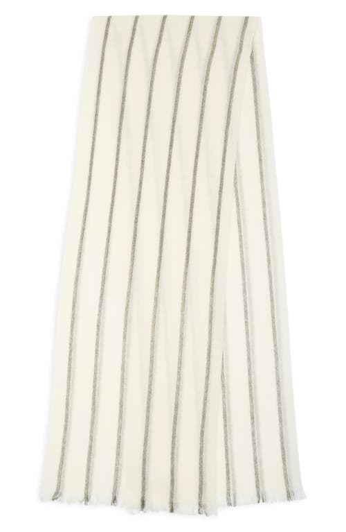 Nordstrom Stripe Cashmere Scarf In Ivory- Olive Combo