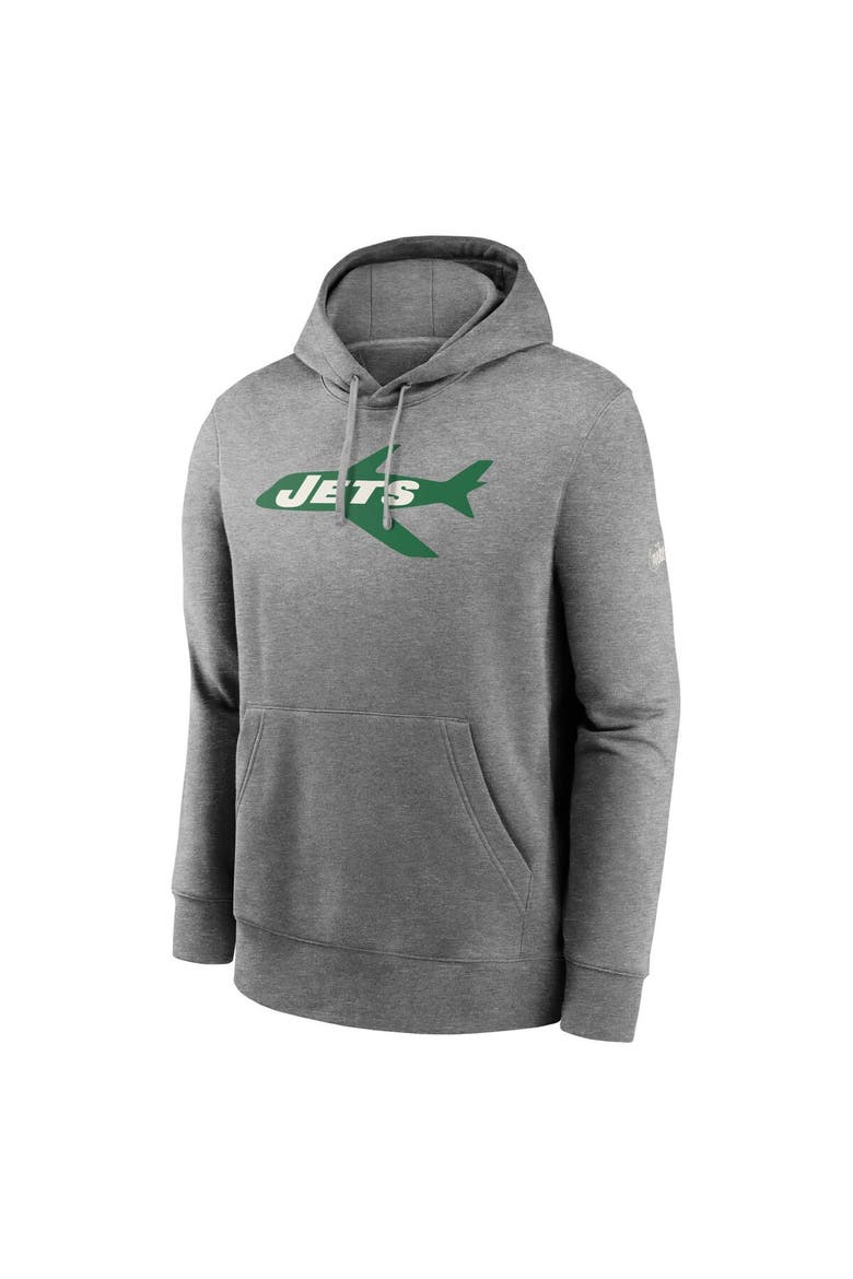 Men's Nike Heathered Gray New York Jets Rewind Club Fleece Pullover Hoodie, Alternate, color, Heather Gray
