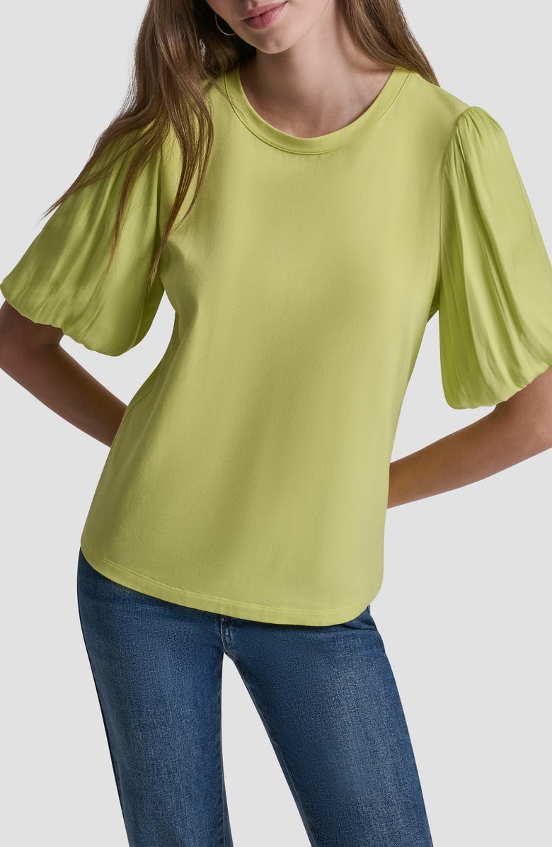 DKNY Mixed Media Top, Main, color, Limeade