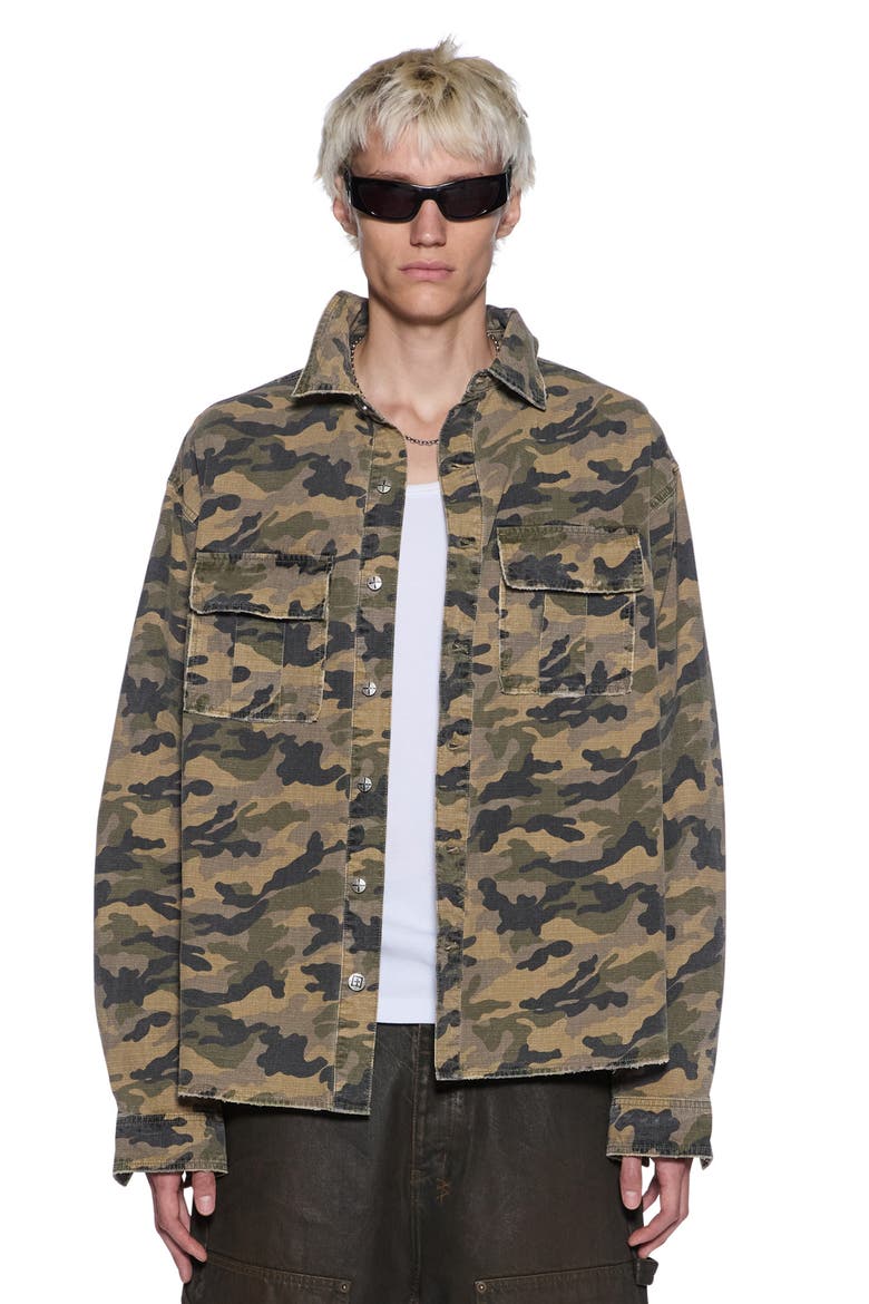 Vulture Camo Print Shirt, Alternate, color, GREEN