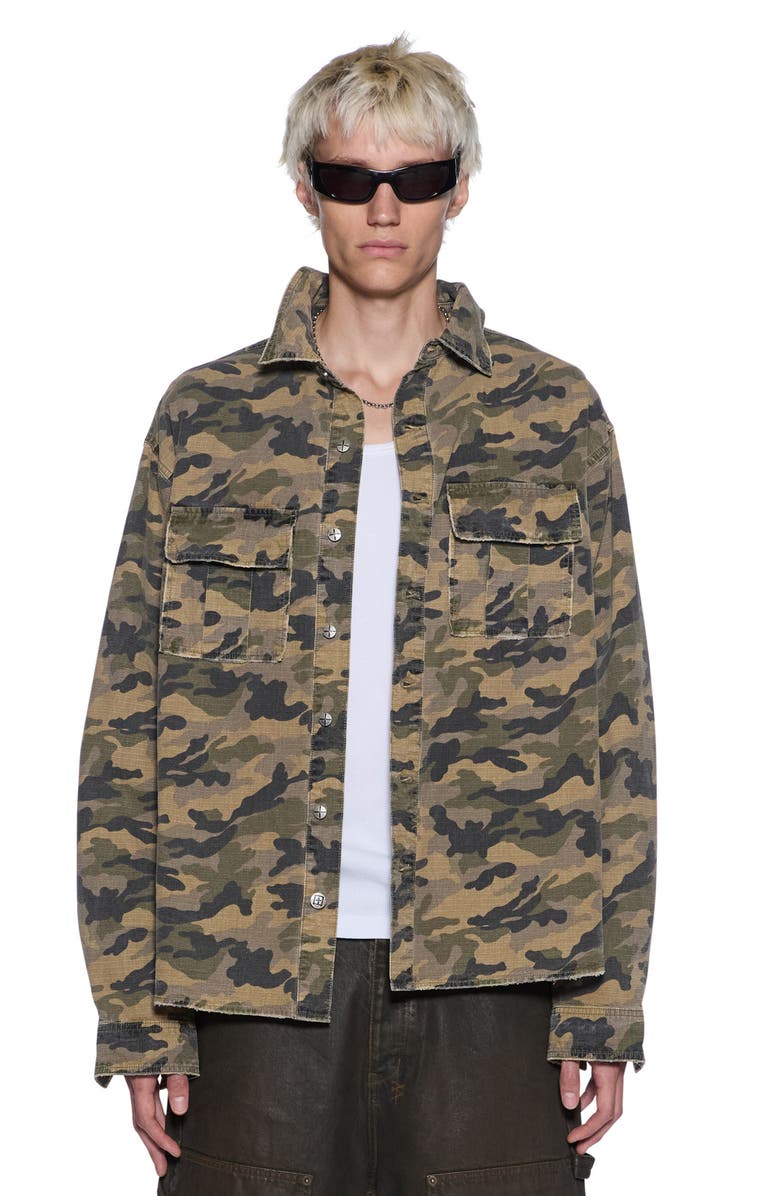 Ksubi Vulture Camo Print Shirt, Alternate, color, Green