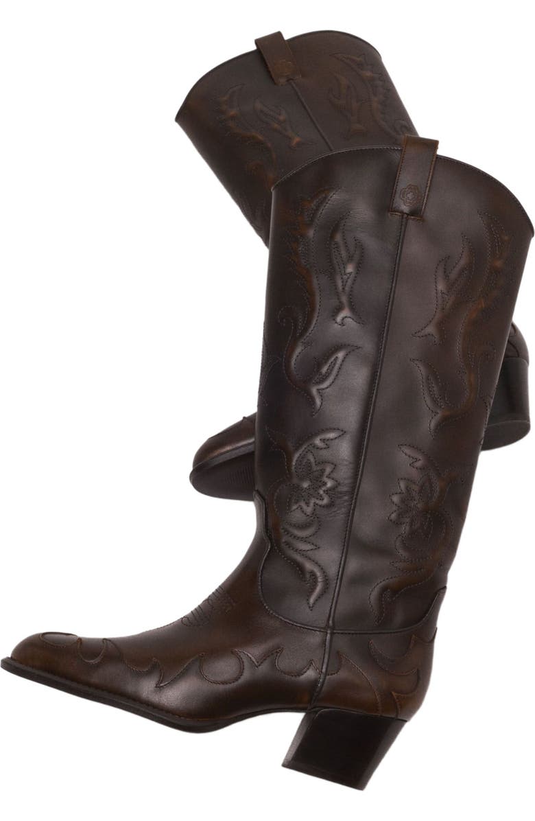maje Leather cowboy boots, Alternate, color, Brown