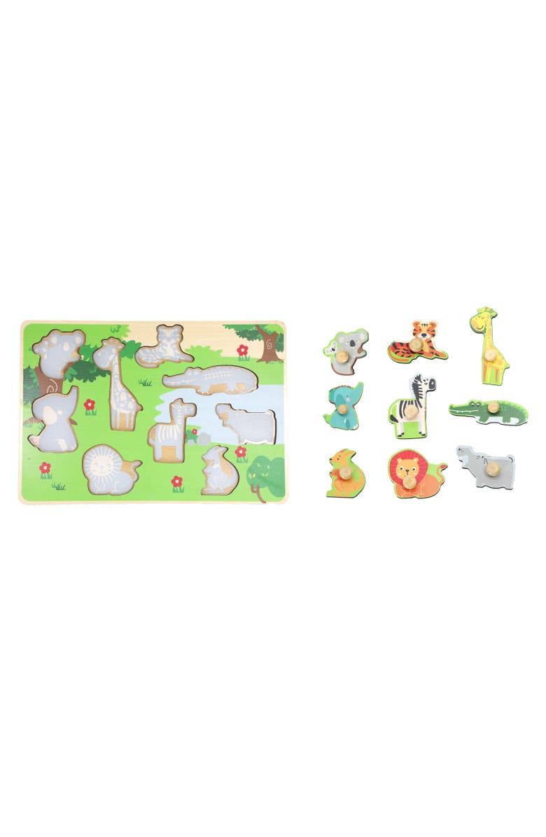 Leo & Friends Zoo Animal Peg Puzzle - Toddler Zoo Puzzle, Comes with 10-Pieces, Alternate, color, Green