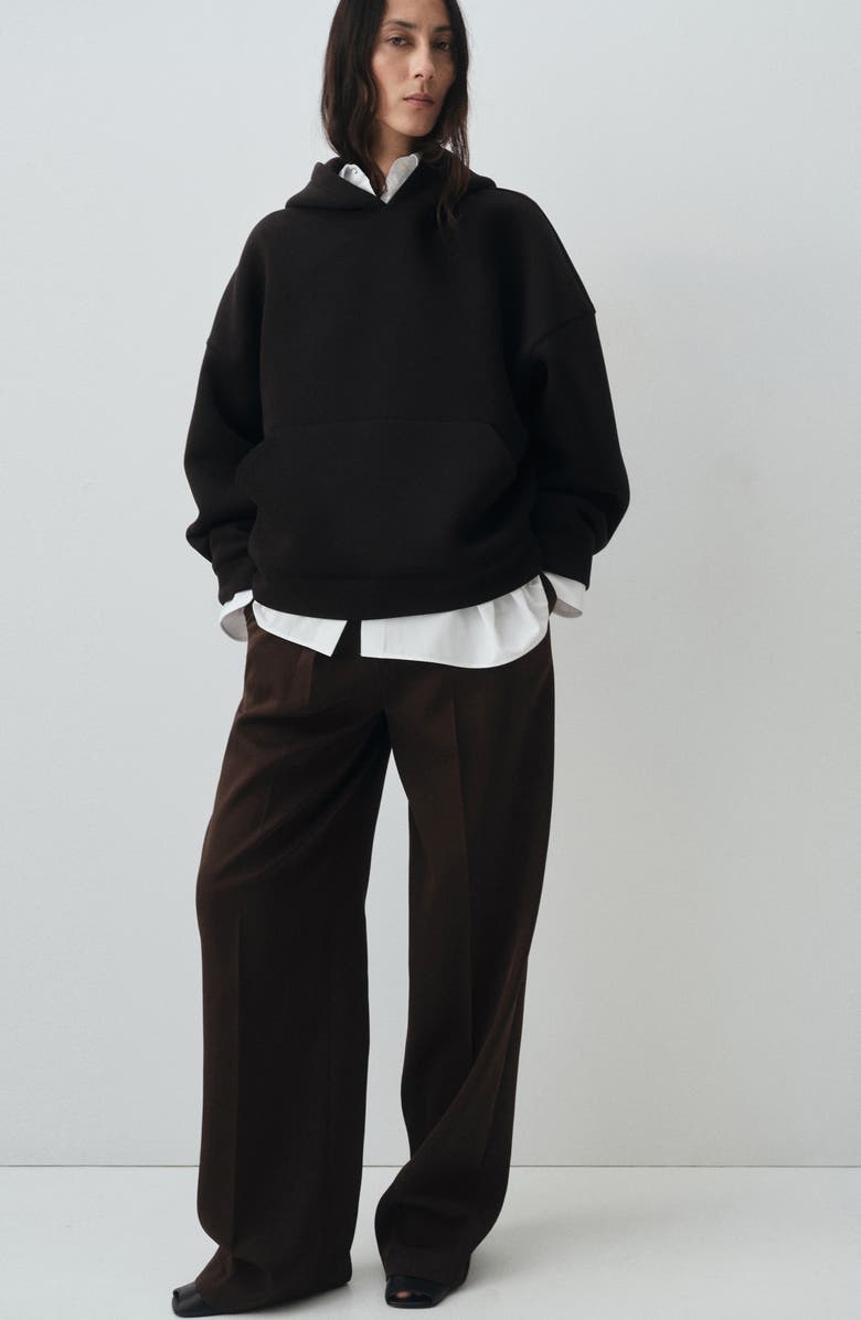 MANGO Selection Pleat Front Straight Leg Pants, Alternate, color, Chocolate