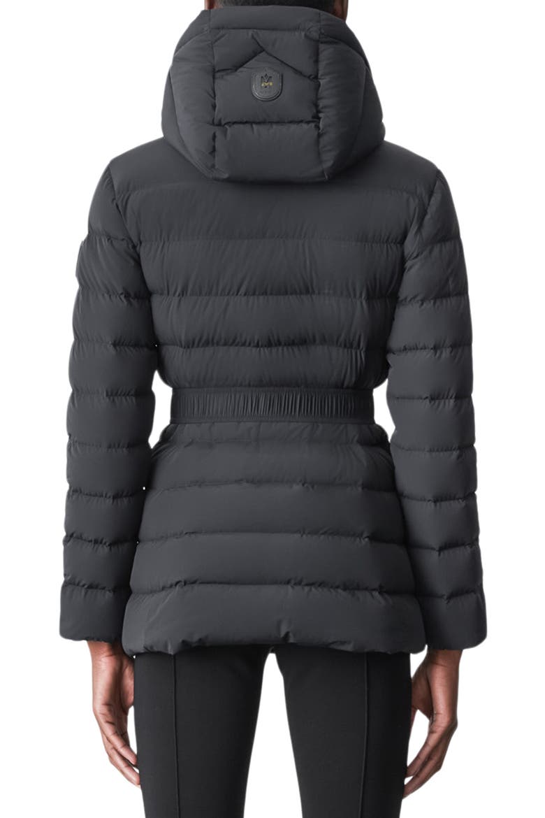 Jazmin Belted Down & Feather Puffer Jacket, Alternate, color, BLACK