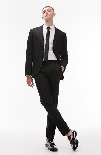 Skinny Fit Textured Two-Button Suit Jacket