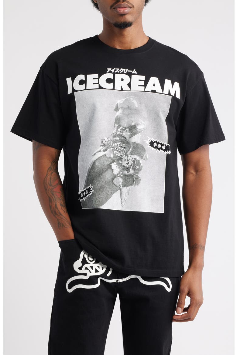 Sip Cotton Graphic T-Shirt, Main, color, BLACK