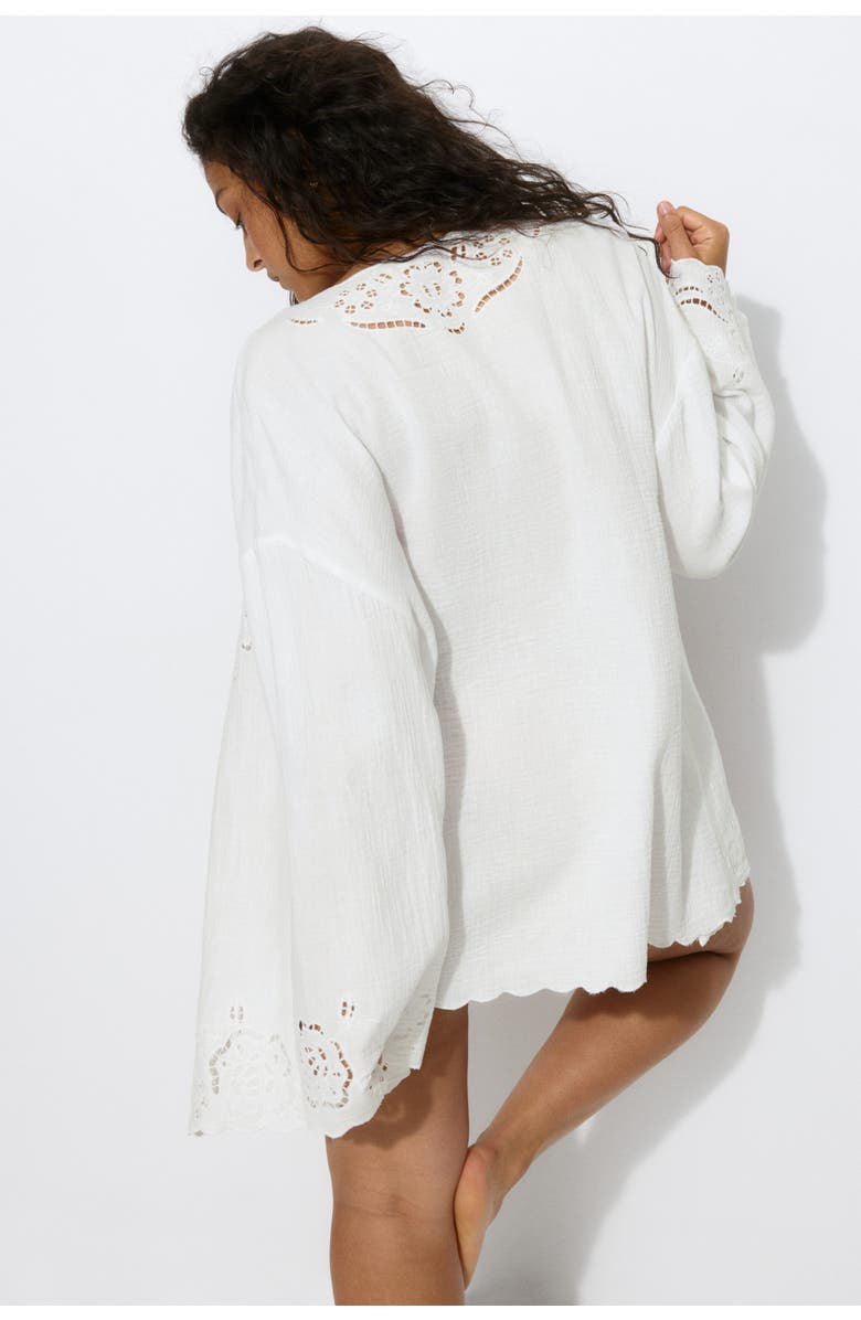 H&M Cotton Muslin Beach Kaftan, Alternate, color, White