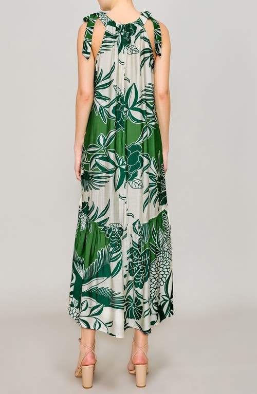 Melloday Print High Neck Midi Dress In Ivory/green Print