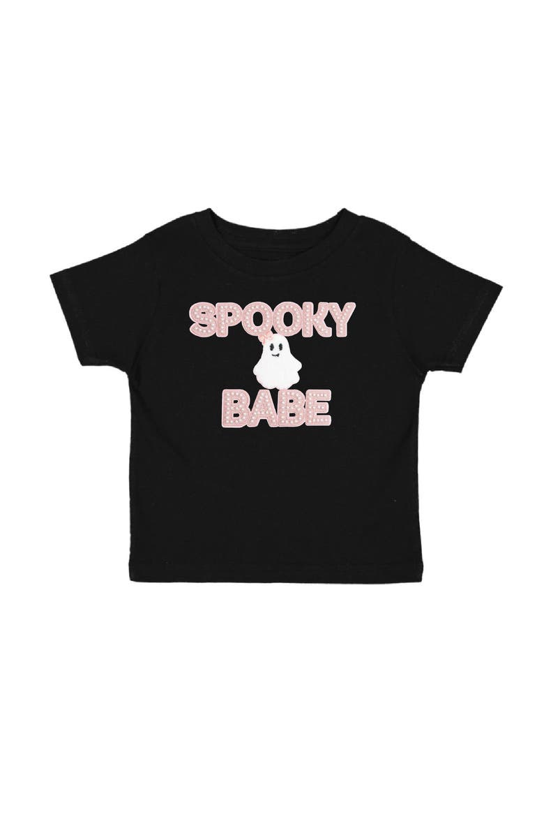 Spooky Babe Patch Halloween Short Sleeve T-Shirt, Main, color, Black