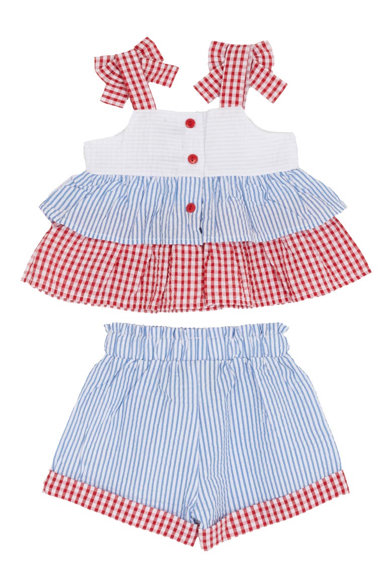 Americana Stars Seersucker Top & Shorts Set, Alternate, color, BLUE