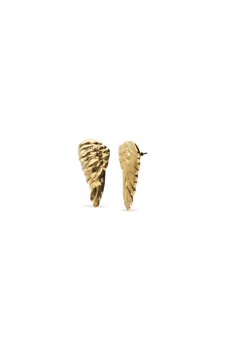 18K Gold-Plated Earrings In The Shape Of Wings, Main, color, Gold