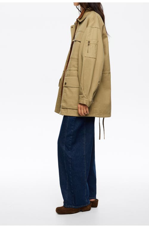 Bimba Y Lola Cotton Drawstring Waist Jacket In Brown