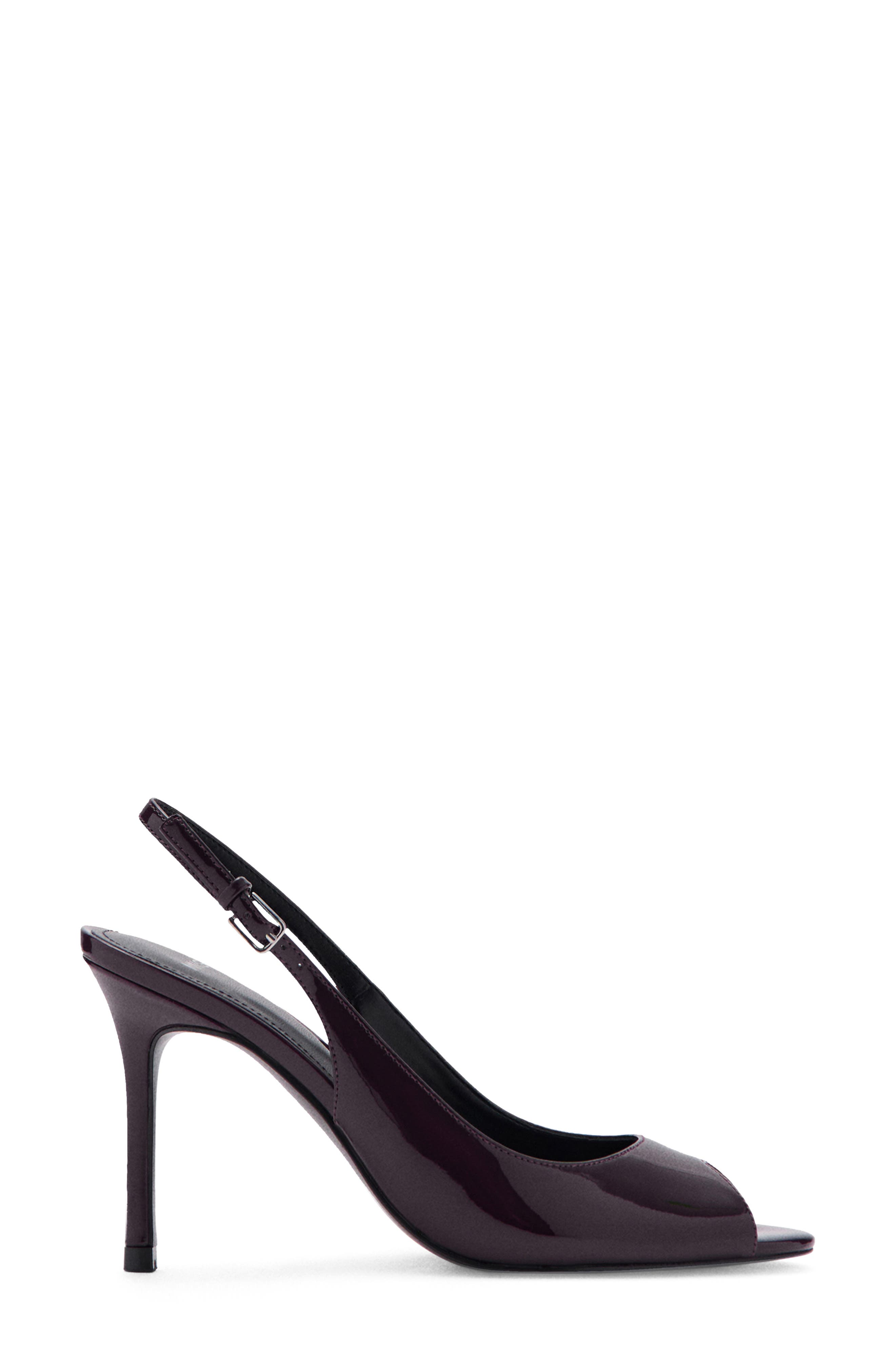 MANGO Slingback Peep Toe Pump, Alternate, color, Burgundy