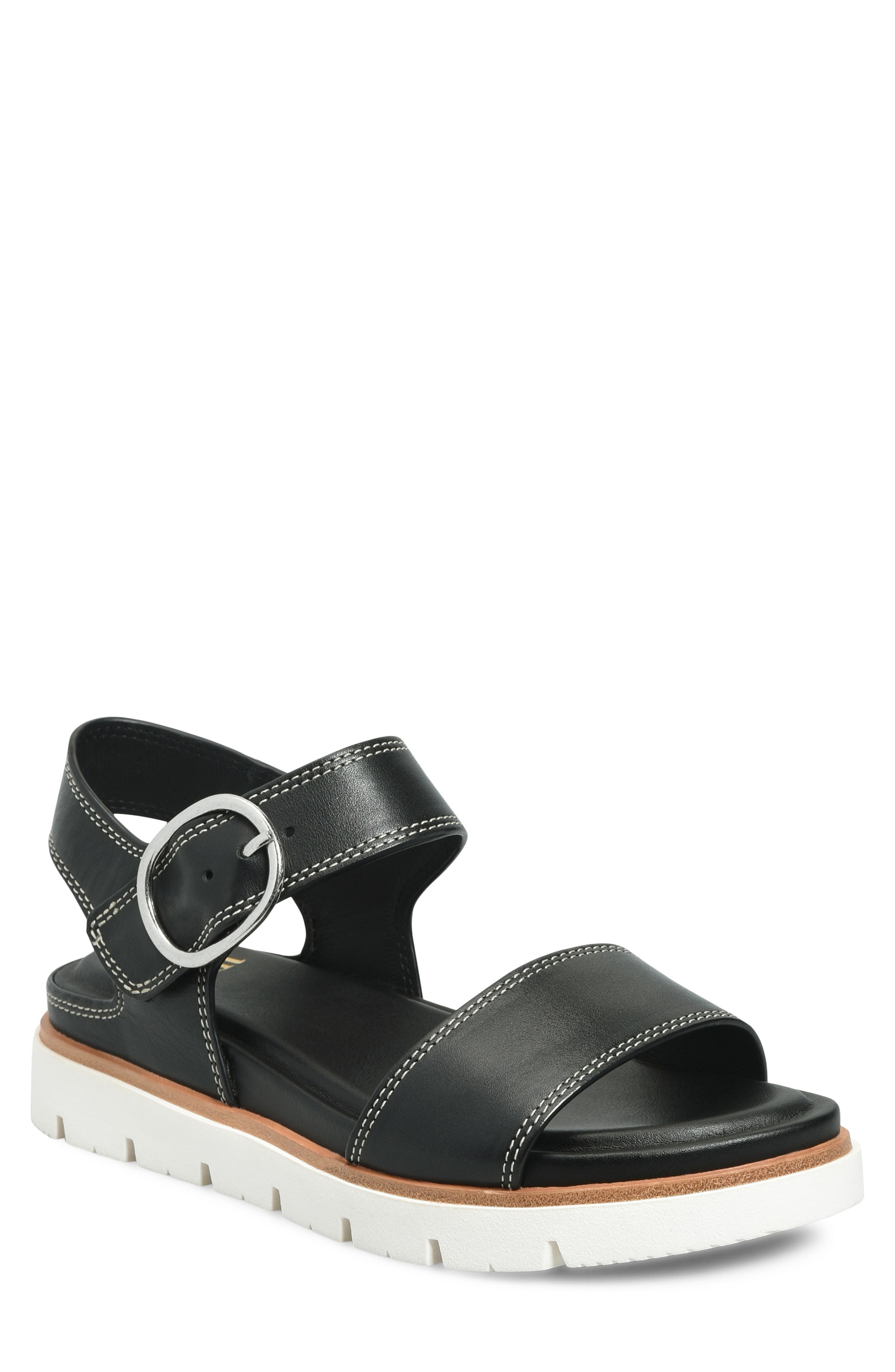 Söfft Gweneth Ankle Strap Platform Sandal, Main, color, Black
