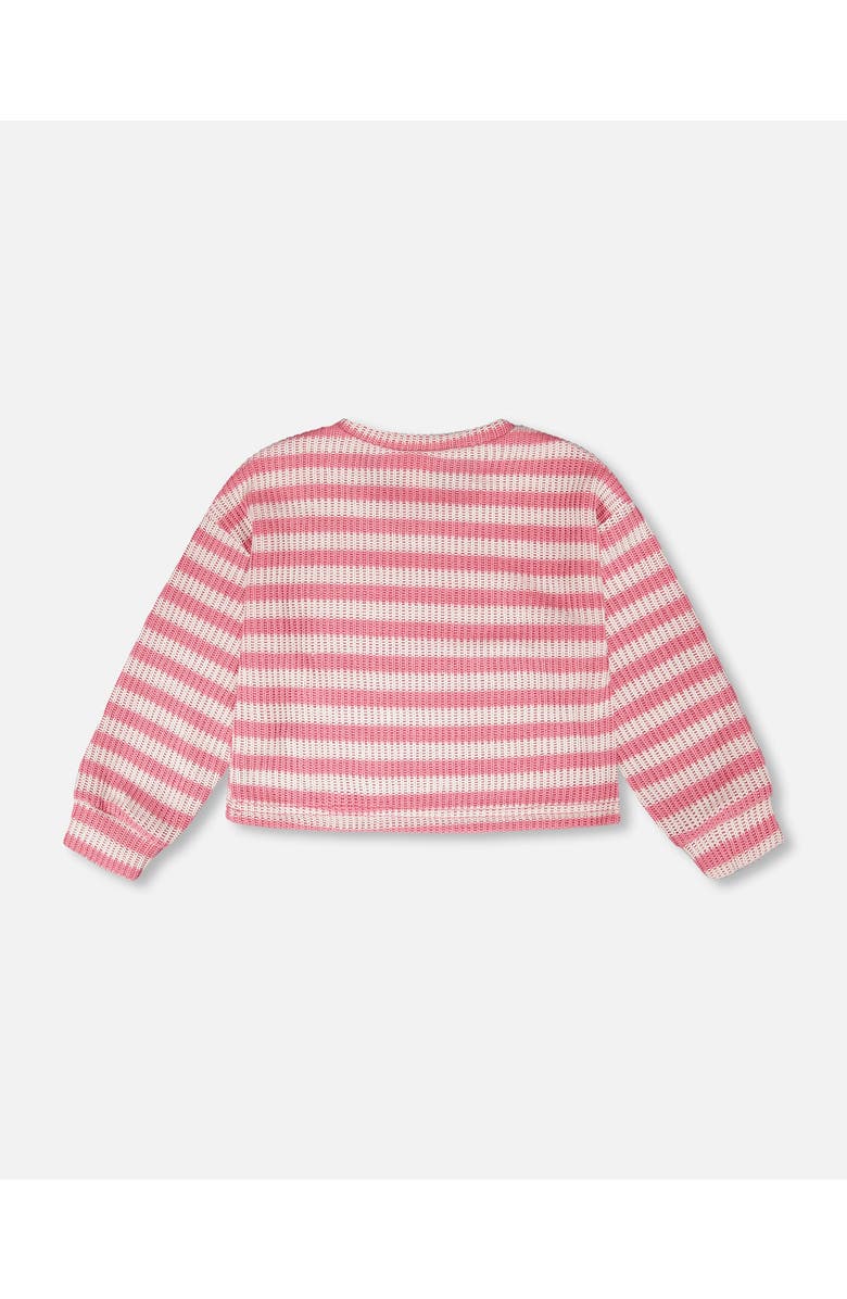 Deux par Deux Long Sleeve Cropped Striped Sweater, Alternate, color, Pink & White Stripes
