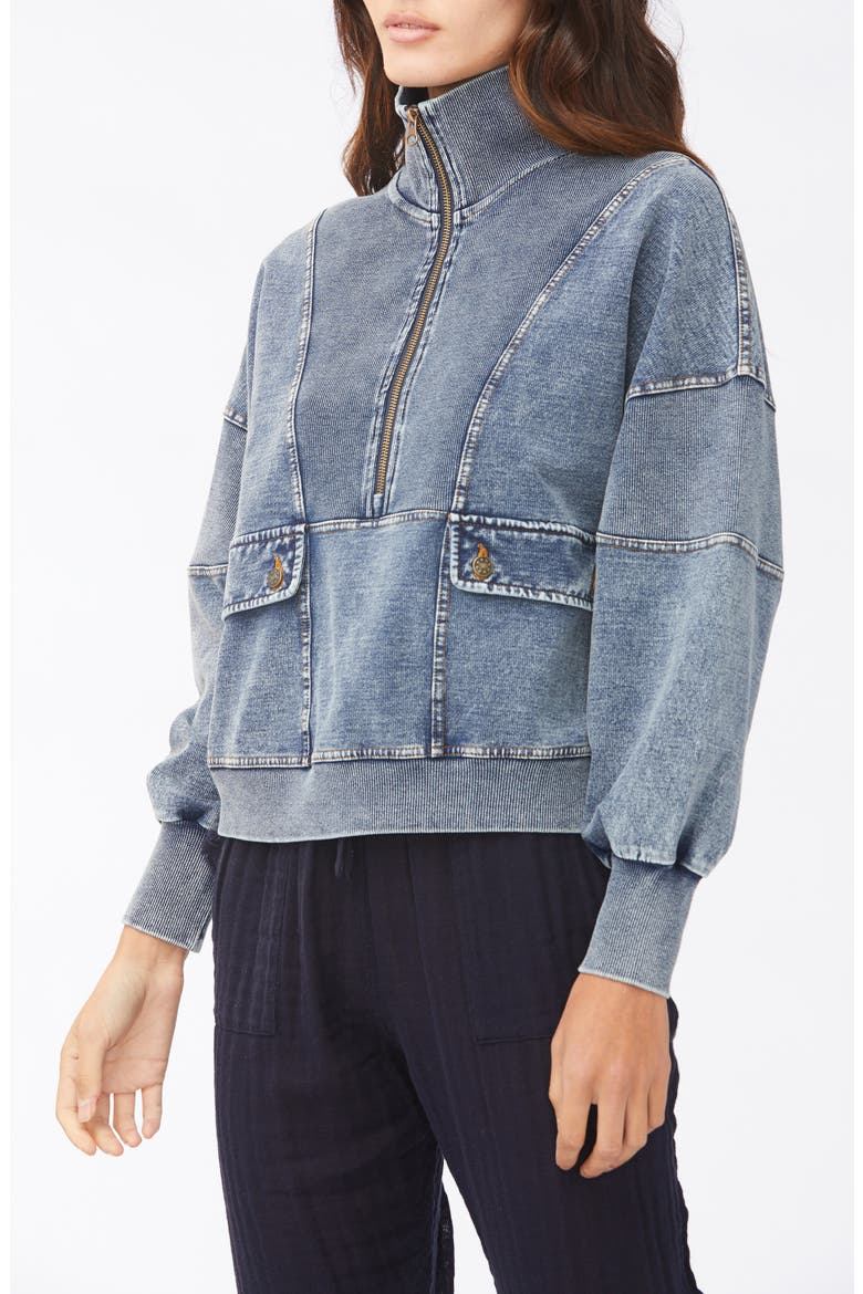 Camille Half Zip Pullover, Alternate, color, WASHED INDIGO
