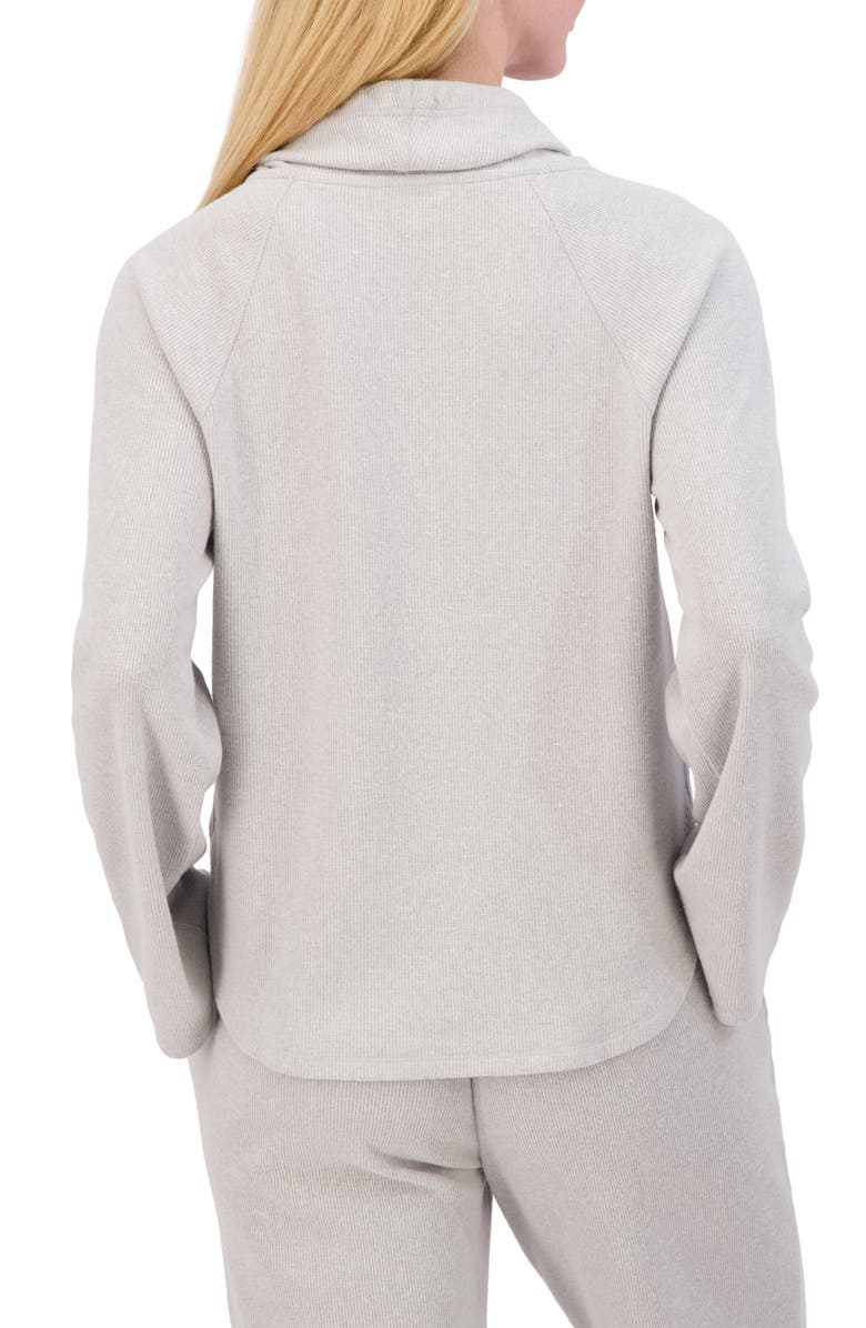 Lucky Brand Funnel Neck Long Sleeve Waffle Knit Top, Alternate, color, Heather Grey