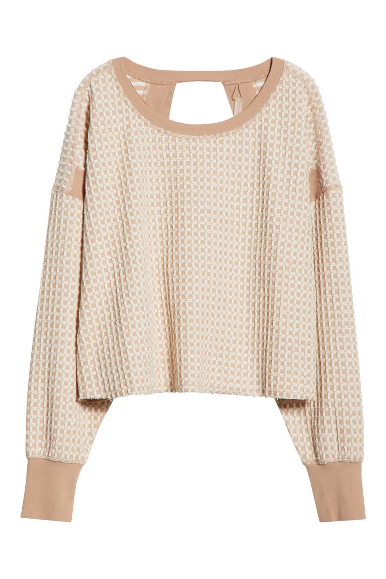 My Time Textured Waffle Knit Cutout Top, Alternate, color, SANDY