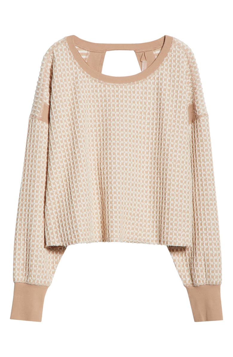 Free People My Time Textured Waffle Knit Cutout Top, Alternate, color, Sandy