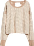 Free People My Time Textured Waffle Knit Cutout Top