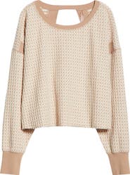 Free People My Time Textured Waffle Knit Cutout Top