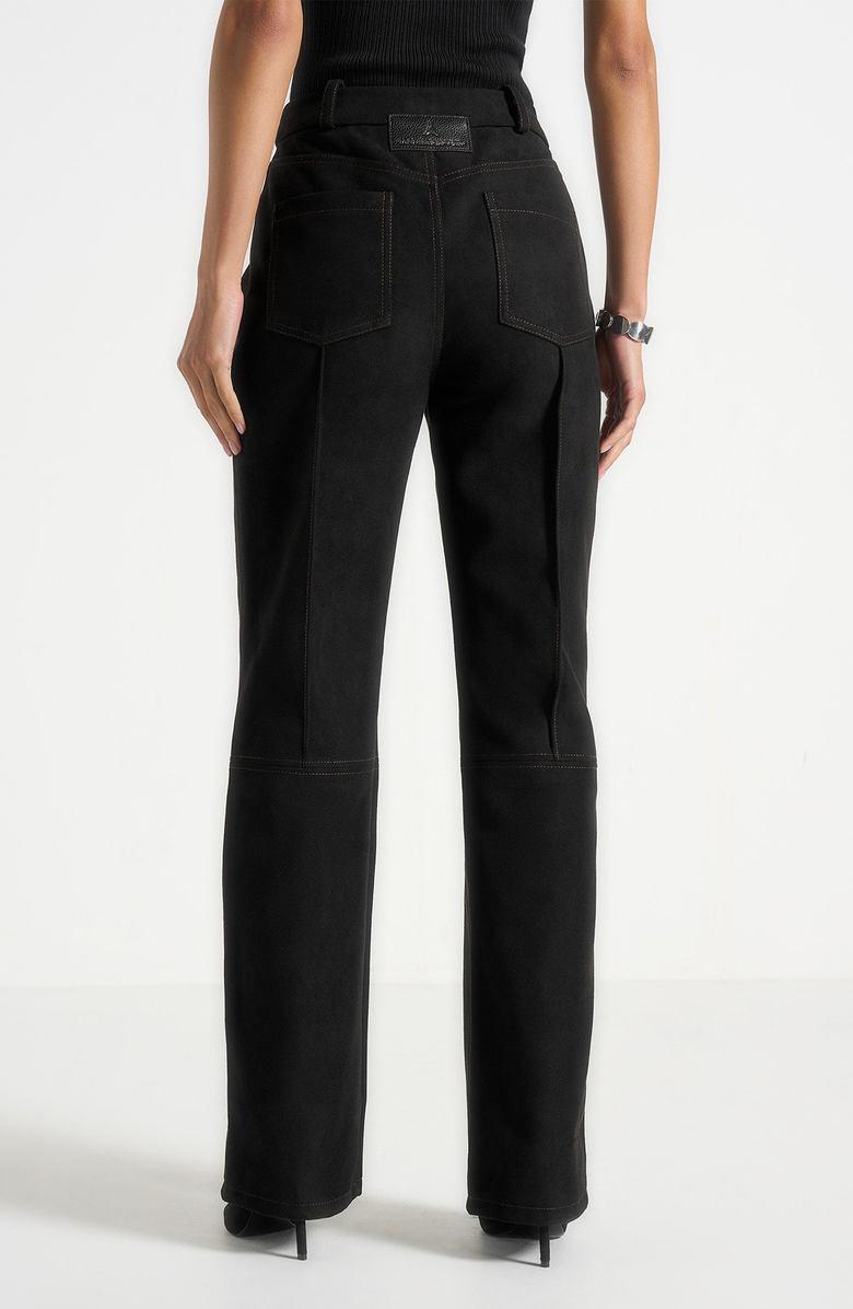 Manière De Voir Kalie Suede Boyfriend Jeans, Alternate, color, Black