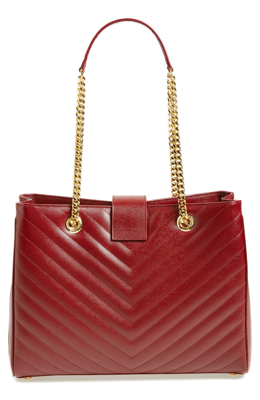 'Monogram' Grained Leather Shopper, Alternate, color, OXBLOOD