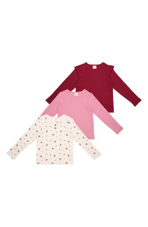 Kids' 3-Pack Rib Long Sleeve Shirt Set