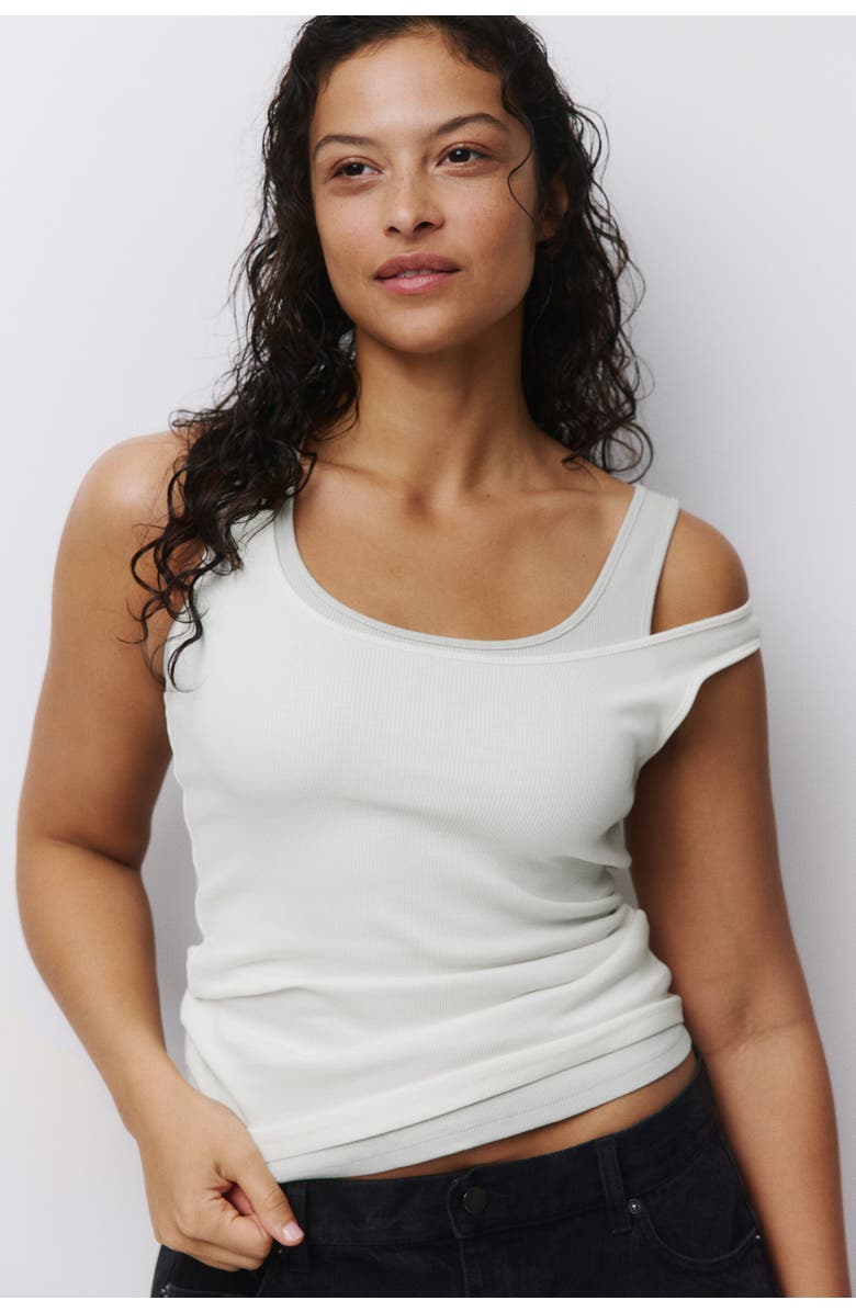 H&M 3-pack Ribbed Vest Tops, Main, color, Black/Ivory/Gray