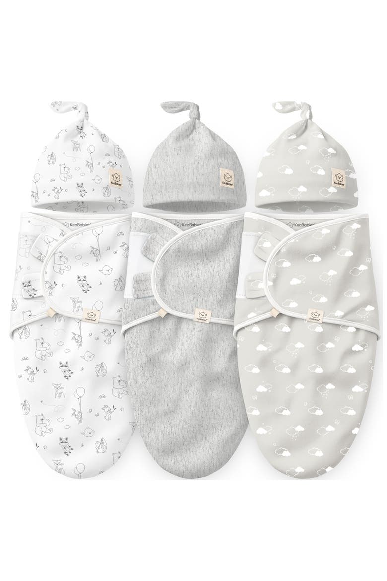 3-Pack Soothe Swaddle Wraps with Knot Hats, Main, color, Aspire