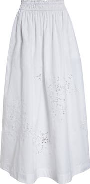 Lafayette 148 New York Eyelet Organic Cotton Poplin Maxi Skirt