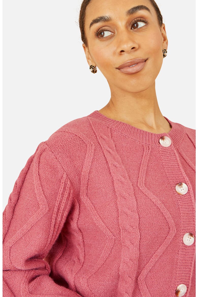 Relaxed Fit Cable Cardigan, Alternate, color, Rose Pink