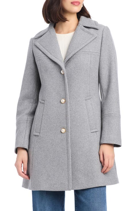 single breasted wool blend coat