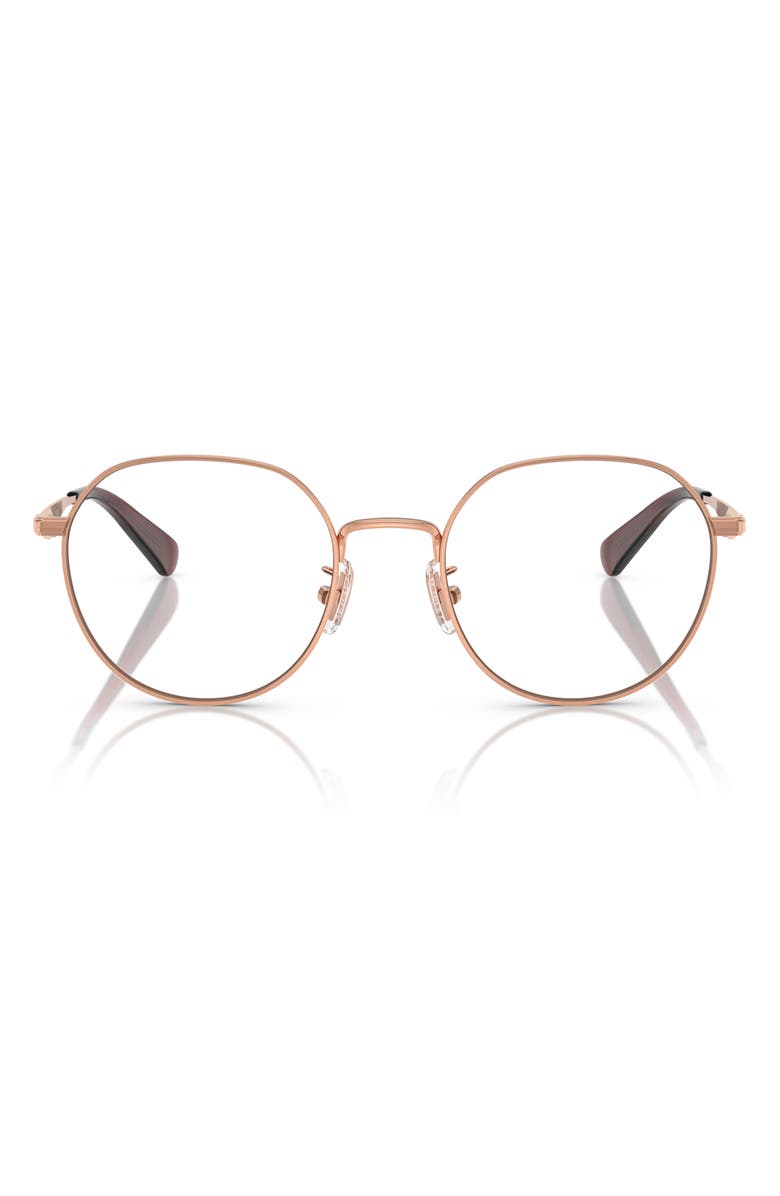 COACH 52mm Round Optical Glasses, Main, color, Shiny Rose Gold / Demo Lens