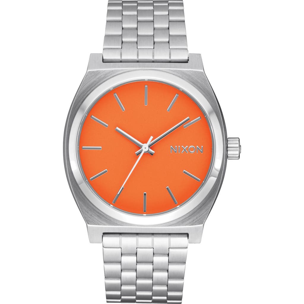 Nixon The Time Teller Bracelet Watch, 37mm in Silver /Mandarin at Nordstrom Rack