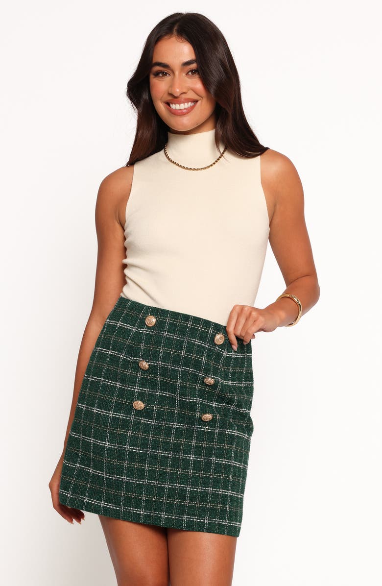 Petal & Pup Zadia Button Front Tweed Miniskirt, Alternate, color, 