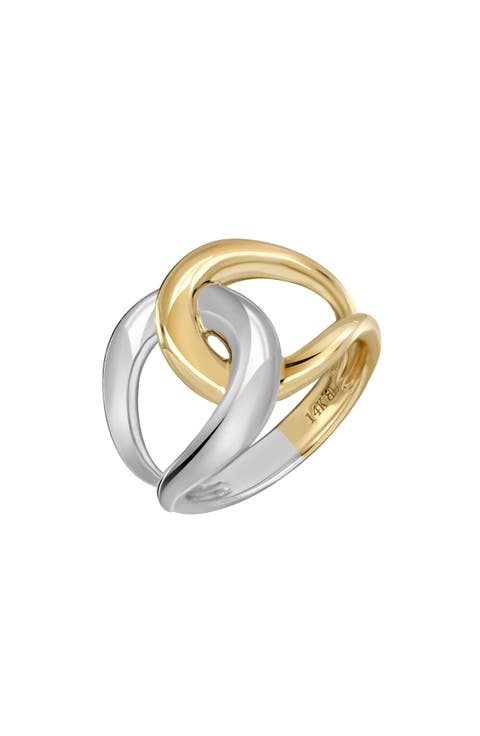 14k Gold Two-tone Statement Ring