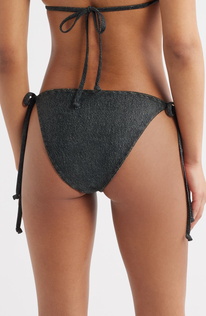 rag & bone Miramar Faux Denim Bikini Bottoms, Alternate, color, Washed Black