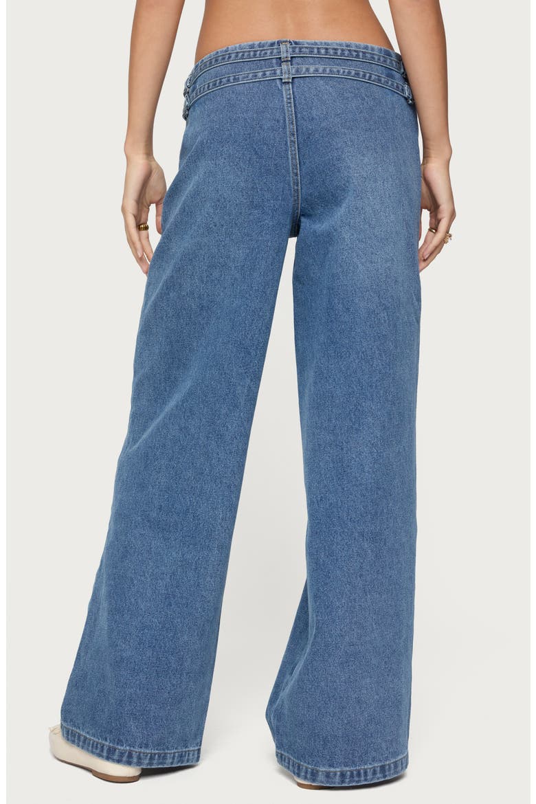 Livia Double Belted Low Rise Wide Leg Jeans, Alternate, color, BLUE-WASHED