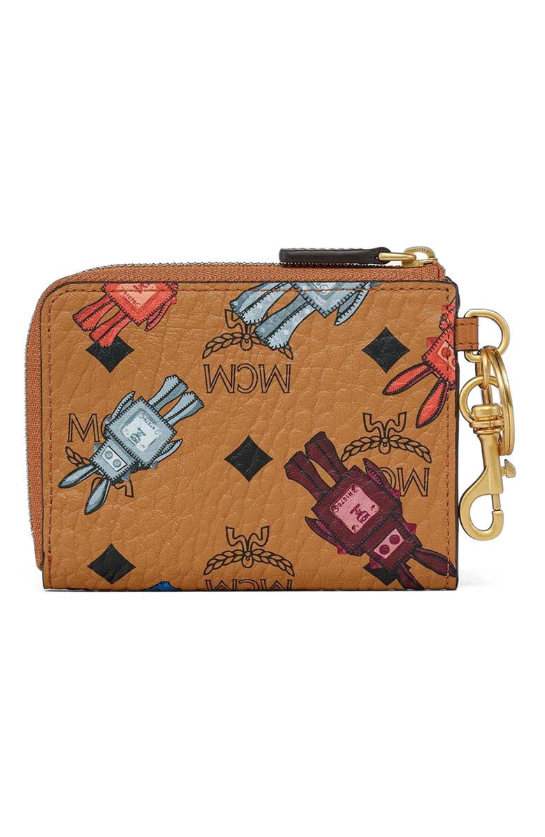 MCM Aren Card Pouch in Rabot Visetos, Alternate, color, Cognac