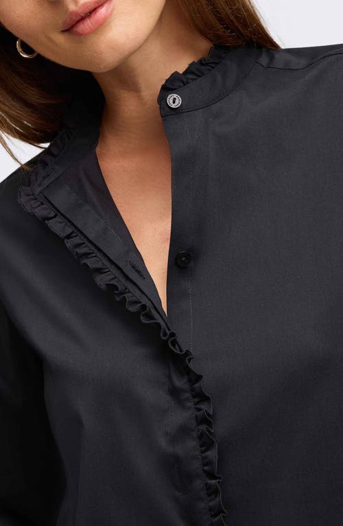 FOXCROFT FOXCROFT MARIEL RUFFLE PLACKET BUTTON-UP SHIRT 