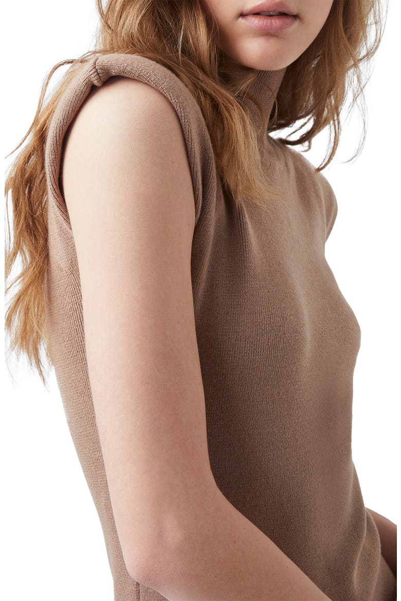 Shoulder Pad Sleeveless Sweater Dress, Alternate, color, CAMEL
