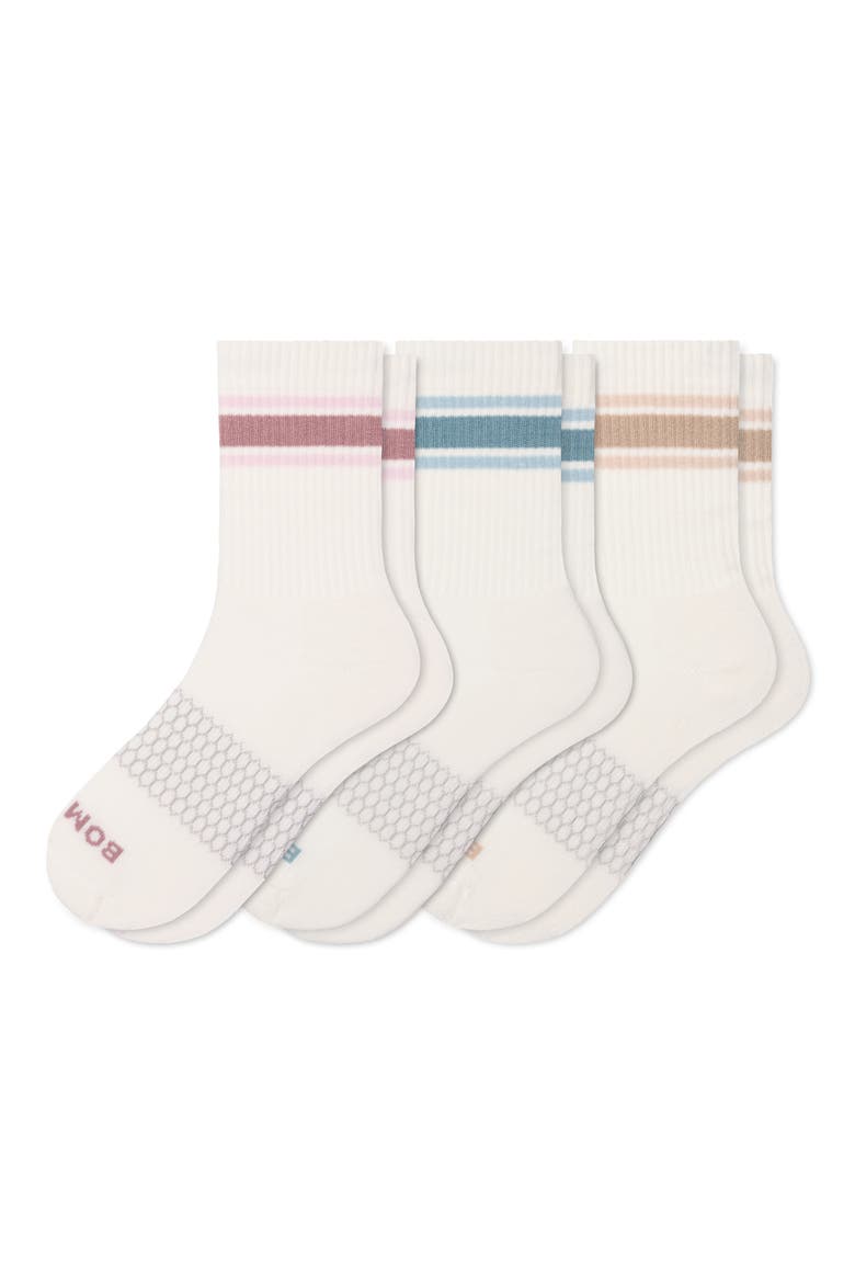 Vintage Stripes 3-Pack Assorted Half Calf Socks, Main, color, SOFT MAUVE MIX