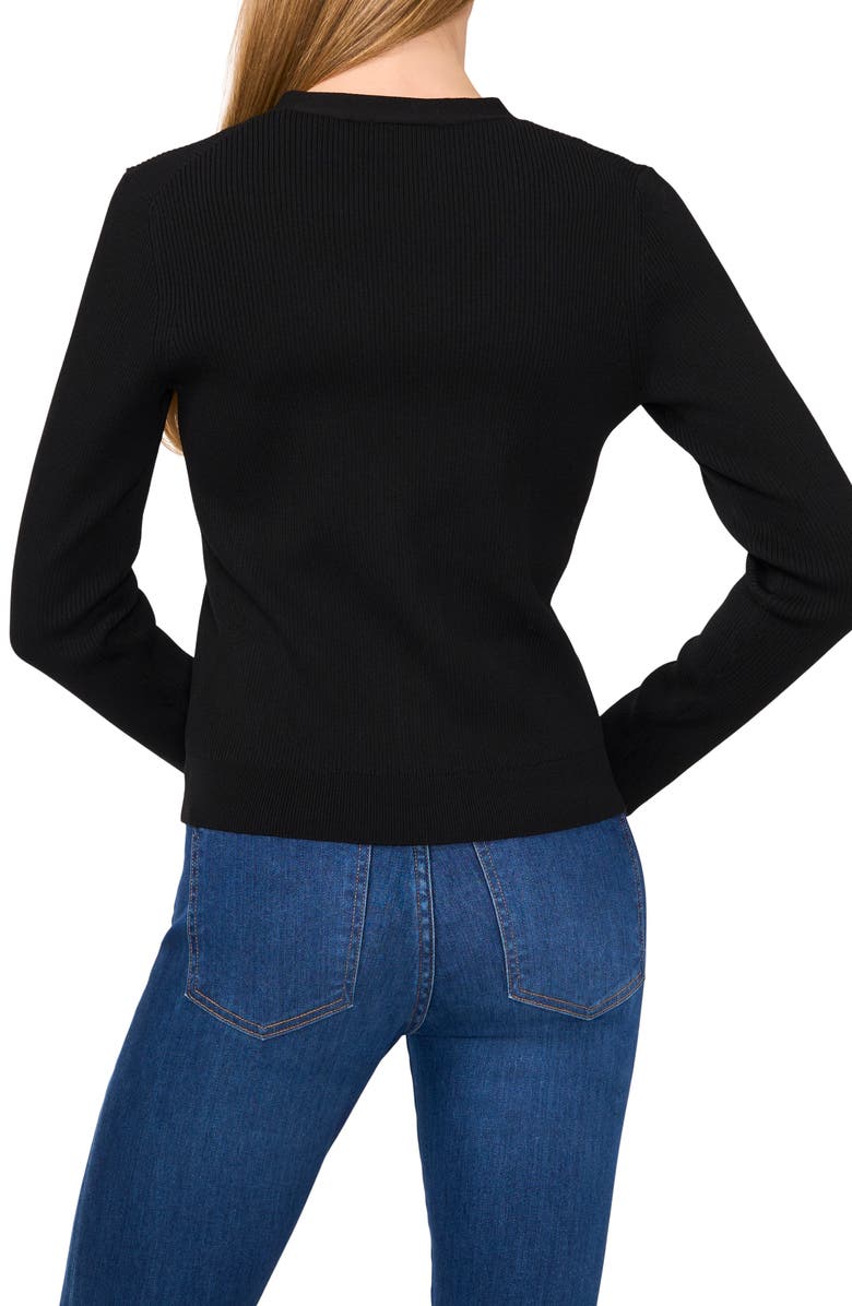 Ted Baker Rib V-Neck Cardigan, Alternate, color, Rich Black