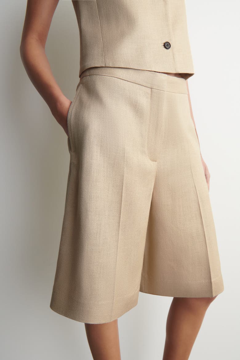 Longline Tailored Shorts, Alternate, color, BEIGE