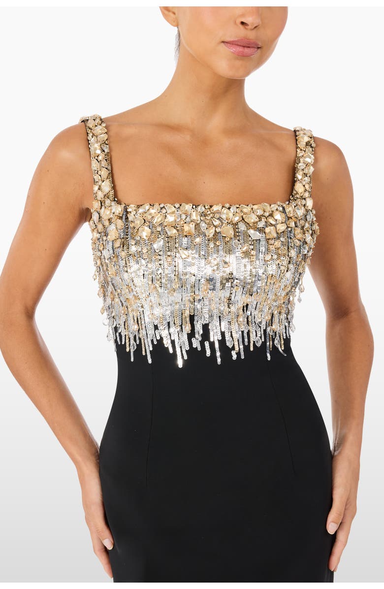 Jenny Packham Lalala Embellished-Upper Sleeveless Dress, Alternate, color, Liquorice