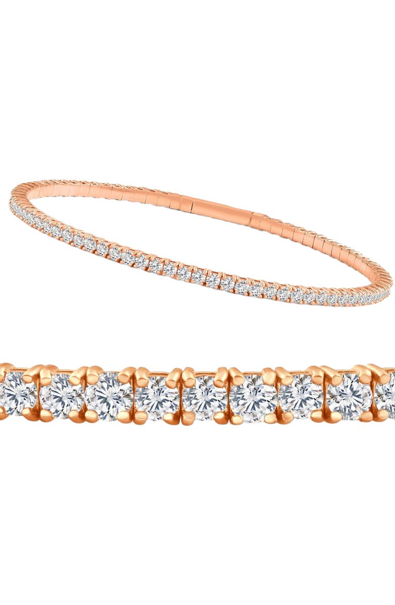 Bliss Diamond 3.00-7 1/2Ct TW Flexible Diamond Bangle Tennis Bracelet Lab Grown 14k Gold, Alternate, color, White Gold - 7.50Ct