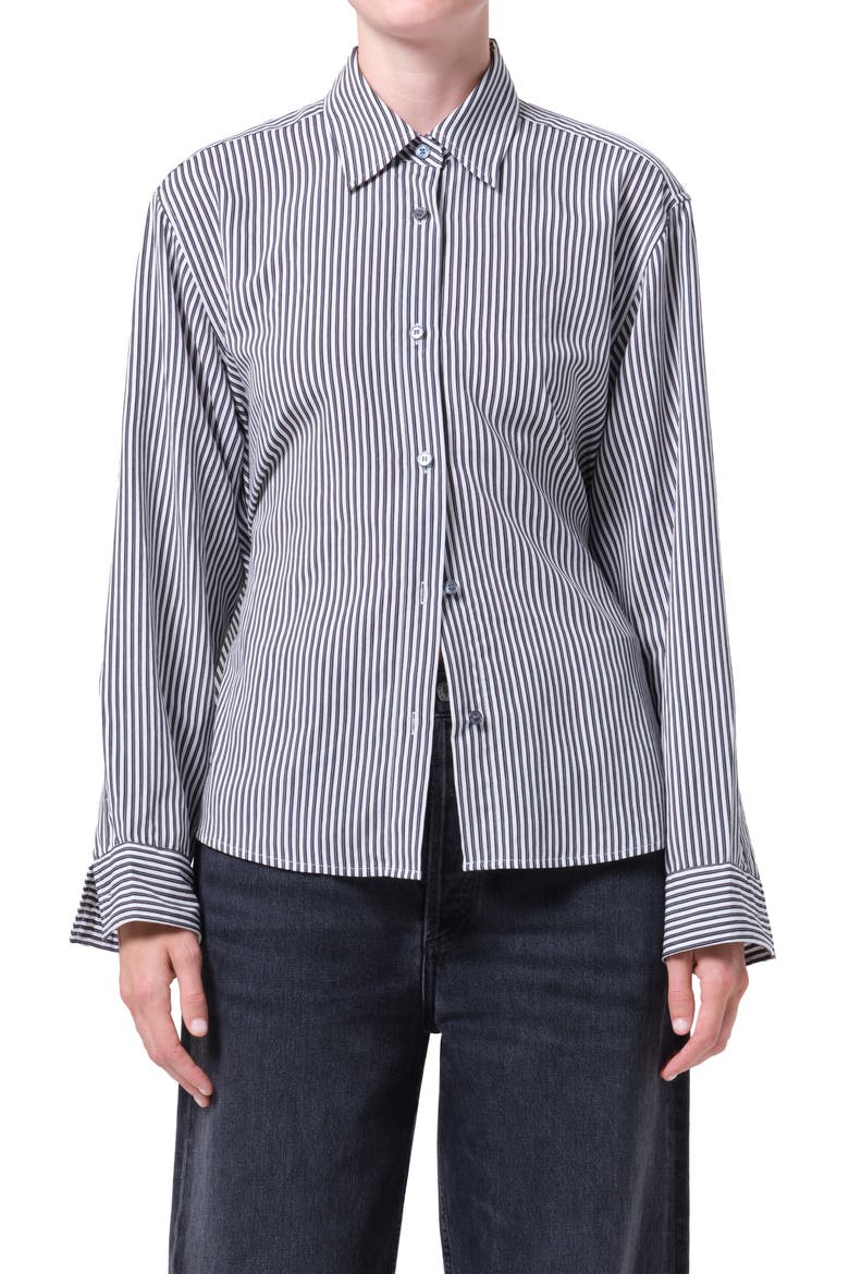 Theo Stripe Crop Back Shirt (Women) | Nordstrom